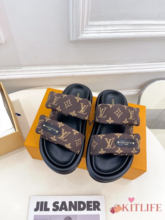 Kitlife Louis Vuitton Pool Pillow Flat Comfort Mule Brown - 1
