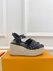 Kitlife Louis Vuitton X TM Wedge Sandals Black Multicolor - 1
