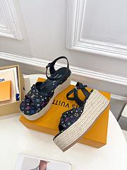 Kitlife Louis Vuitton X TM Wedge Sandals Black Multicolor - 3