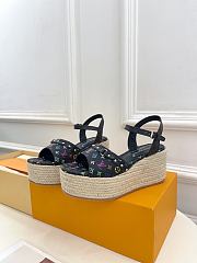 Kitlife Louis Vuitton X TM Wedge Sandals Black Multicolor - 2