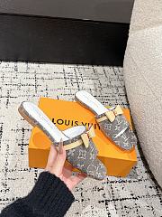 Kitlife Louis Vuitton x TM Square Toe Open Toe Flip Flops Brown Denim - 4