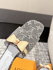 Kitlife Louis Vuitton x TM Square Toe Open Toe Flip Flops Brown Denim - 3