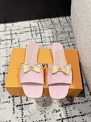 Kitlife Louis Vuitton x TM Square Toe Open Toe Flip Flops Pink Denim - 1