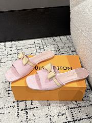 Kitlife Louis Vuitton x TM Square Toe Open Toe Flip Flops Pink Denim - 4