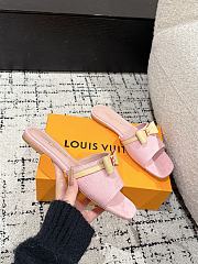Kitlife Louis Vuitton x TM Square Toe Open Toe Flip Flops Pink Denim - 6