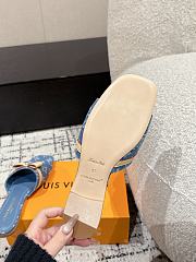 Kitlife Louis Vuitton x TM Square Toe Open Toe Flip Flops Blue Denim - 6