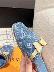 Kitlife Louis Vuitton x TM Square Toe Open Toe Flip Flops Blue Denim - 4
