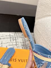Kitlife Louis Vuitton x TM Square Toe Open Toe Flip Flops Blue Denim - 5