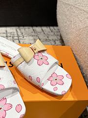 Kitlife Louis Vuitton x TM Square Toe Open Toe Flip Flops Cherry White - 4