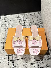 Kitlife Louis Vuitton x TM Square Toe Open Toe Flip Flops Cherry Pink - 1
