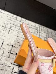 Kitlife Louis Vuitton x TM Square Toe Open Toe Flip Flops Cherry Pink - 5