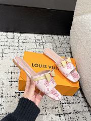 Kitlife Louis Vuitton x TM Square Toe Open Toe Flip Flops Cherry Pink - 4