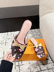 Kitlife Louis Vuitton x TM Square Toe Open Toe Flip Flops Cherry Brown - 6