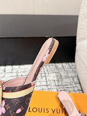 Kitlife Louis Vuitton x TM Square Toe Open Toe Flip Flops Cherry Brown - 5