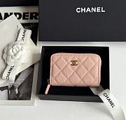 Kitlife Chanel Classic Quilted Zip Coin Purse Pink 7.5x11x2cm - 1