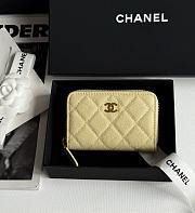 Kitlife Chanel Classic Quilted Zip Coin Purse Yellow 7.5x11x2cm - 1