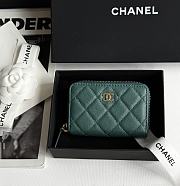 Kitlife Chanel Classic Quilted Zip Coin Purse Green 7.5x11x2cm - 1