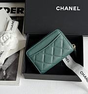 Kitlife Chanel Classic Quilted Zip Coin Purse Green 7.5x11x2cm - 4