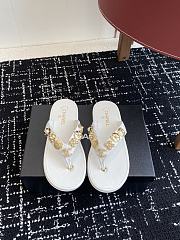 Kitlife Chanel White Thongs Tweed & Metal - 1
