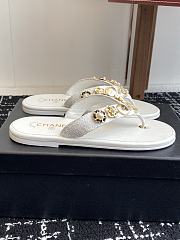 Kitlife Chanel White Thongs Tweed & Metal - 4
