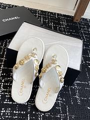 Kitlife Chanel White Thongs Tweed & Metal - 6