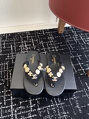 Kitlife Chanel Black Thongs Tweed & Metal - 1
