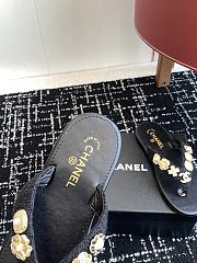 Kitlife Chanel Black Thongs Tweed & Metal - 3