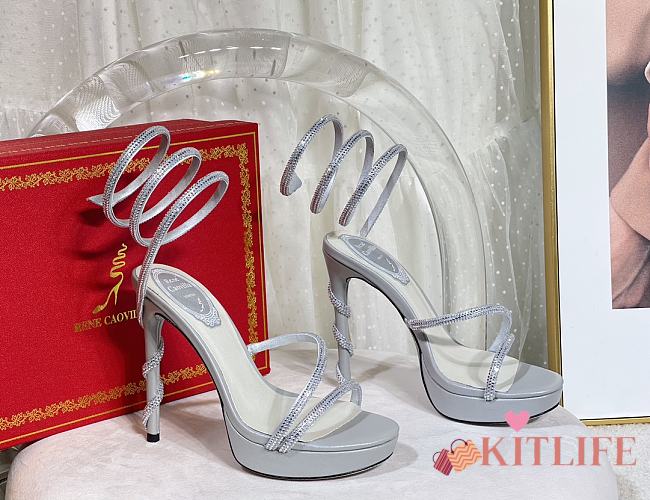 Kitlife René Caovilla Margot Crystal Platform High Heels Silver - 1