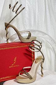 Kitlife René Caovilla Margot Crystal Platform High Heels Gold - 3