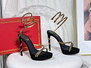 Kitlife René Caovilla Margot Crystal Platform High Heels Black & Gold - 1