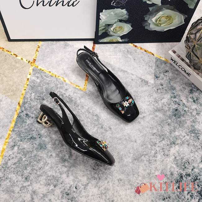 Kitlife Dolce & Gabbana Rhinestone Buckle Decorated Closed Toe Sandals Black - 1