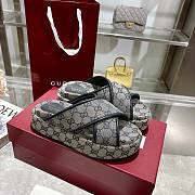Kitlife Gucci 2025 GG Thick-soled Platform Mule Beige & Dark Blue - 1