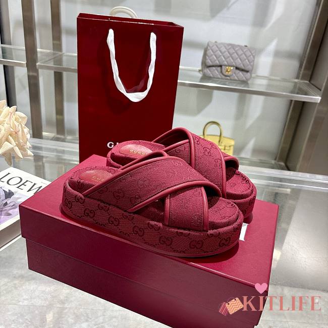 Kitlife Gucci 2025 GG Thick-soled Platform Mule Red - 1