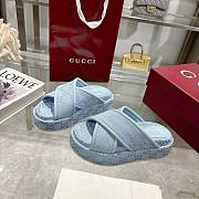 Kitlife Gucci 2025 GG Thick-soled Platform Mule Blue - 6
