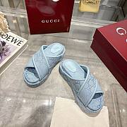 Kitlife Gucci 2025 GG Thick-soled Platform Mule Blue - 3