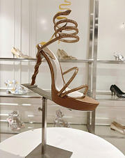 Kitlife René Caovilla Margot Crystal Platform High Heels Brown & Gold  - 5
