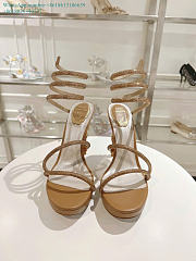 Kitlife René Caovilla Margot Crystal Platform High Heels Brown & Gold  - 4