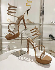 Kitlife René Caovilla Margot Crystal Platform High Heels Brown & Gold  - 2