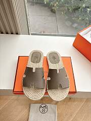 Kitlife Hermes Grey Leather Antigua Espadrille  - 1