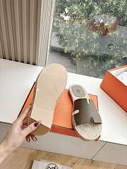 Kitlife Hermes Grey Leather Antigua Espadrille  - 6