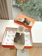 Kitlife Hermes Grey Leather Antigua Espadrille  - 5