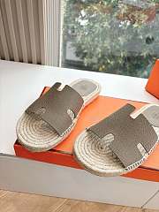 Kitlife Hermes Grey Leather Antigua Espadrille  - 4
