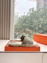 Kitlife Hermes Grey Leather Antigua Espadrille  - 3