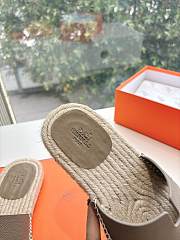 Kitlife Hermes Grey Leather Antigua Espadrille  - 2