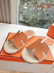 Kitlife Hermes Brown Leather Antigua Espadrille - 2