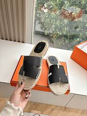 Kitlife Hermes Black Leather Antigua Espadrille - 2