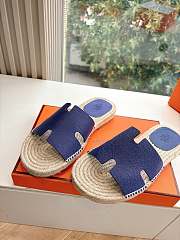 Kitlife Hermes Dark Blue Leather Antigua Espadrille - 6