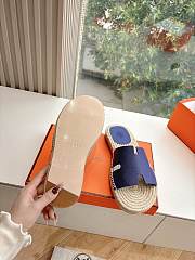 Kitlife Hermes Dark Blue Leather Antigua Espadrille - 5
