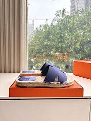 Kitlife Hermes Dark Blue Leather Antigua Espadrille - 4