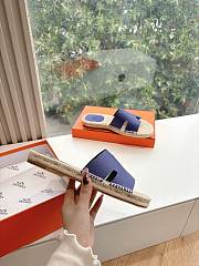 Kitlife Hermes Dark Blue Leather Antigua Espadrille - 3